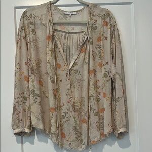 Floral Print Blouse by Zara - Cream and Orange